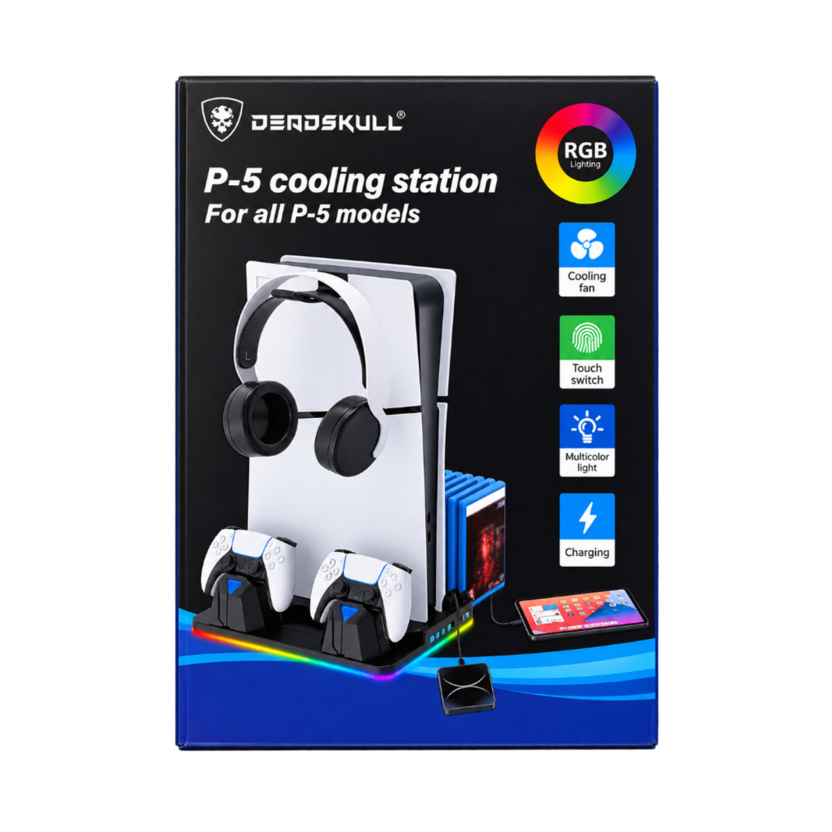 DEADSKULL P-5 RGB Cooling Station for PS5