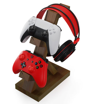 Wooden Controller Stand with Headphone Holder -  for ps - xbox - switch