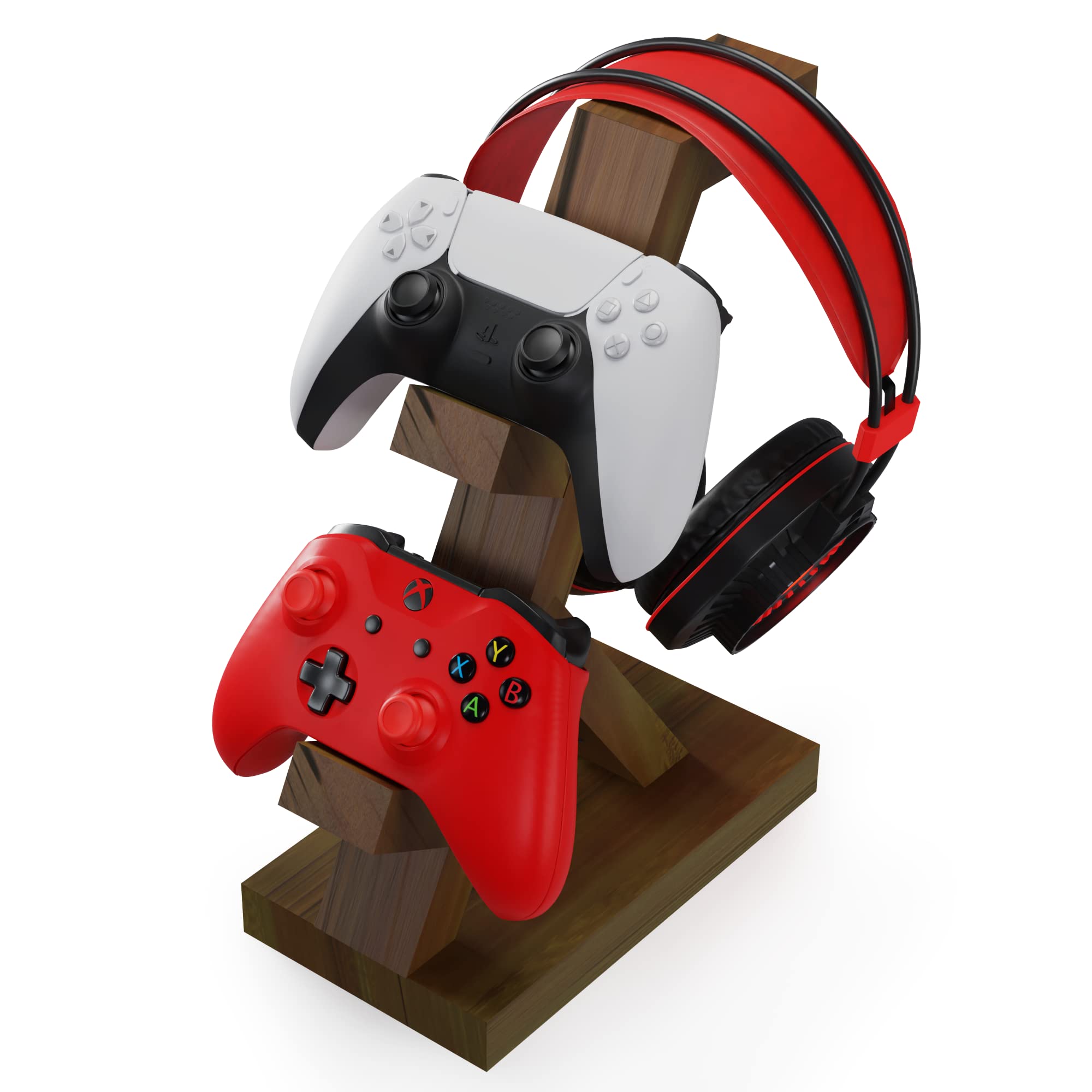 Wooden Controller Stand with Headphone Holder -  for ps - xbox - switch