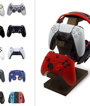 Wooden Controller Stand with Headphone Holder -  for ps - xbox - switch