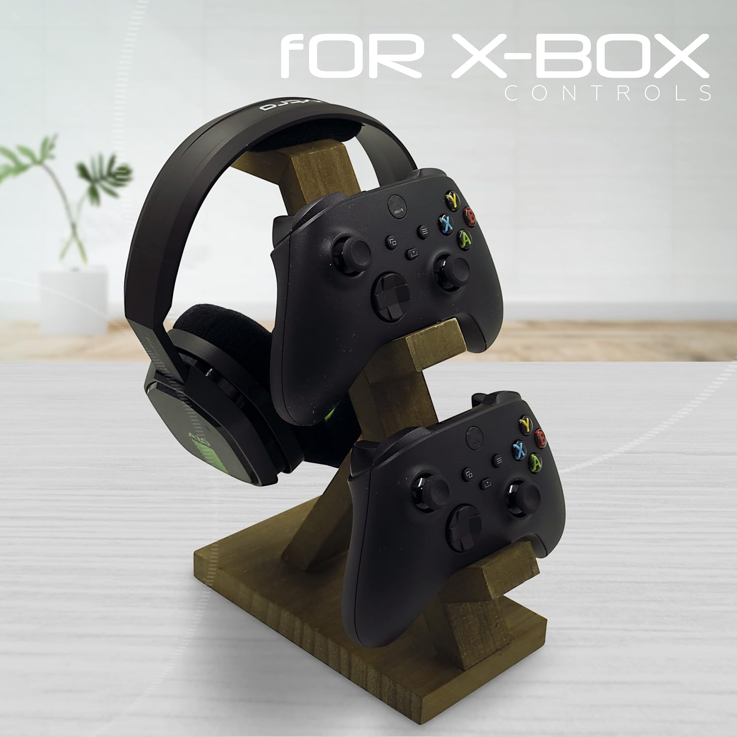 Wooden Controller Stand with Headphone Holder -  for ps - xbox - switch