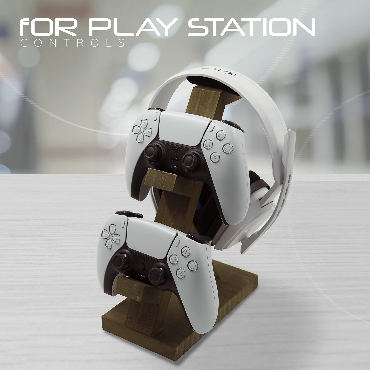 Wooden Controller Stand with Headphone Holder -  for ps - xbox - switch