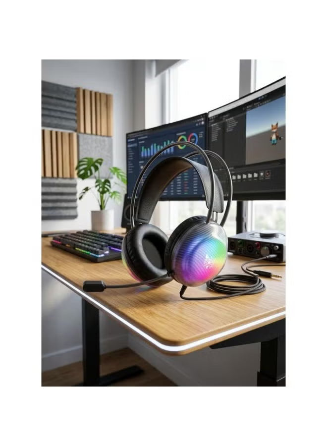 X29 RGB USB Wired Gaming Headset with Surround Sound and Noise Cancelling Microphone, Stereo Drivers, Adjustable Headband and Comfortable Over-Ear