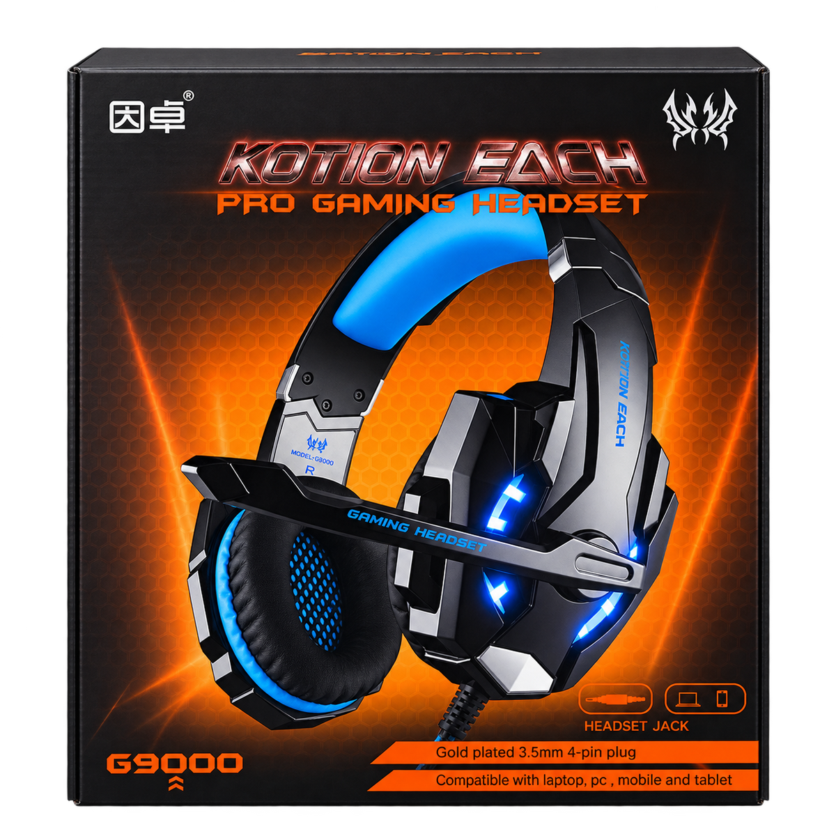 KOTION EACH G9000 Gaming Headset – Black & Blue