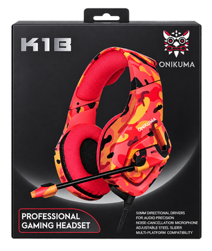 ONIKUMA K18 Professional Gaming Headset – Red Camo