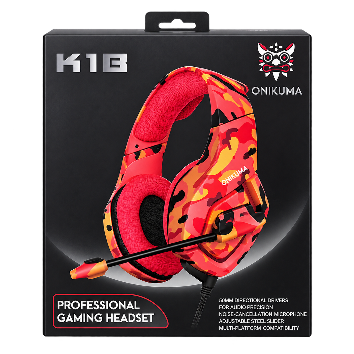 ONIKUMA K18 Professional Gaming Headset – Red Camo