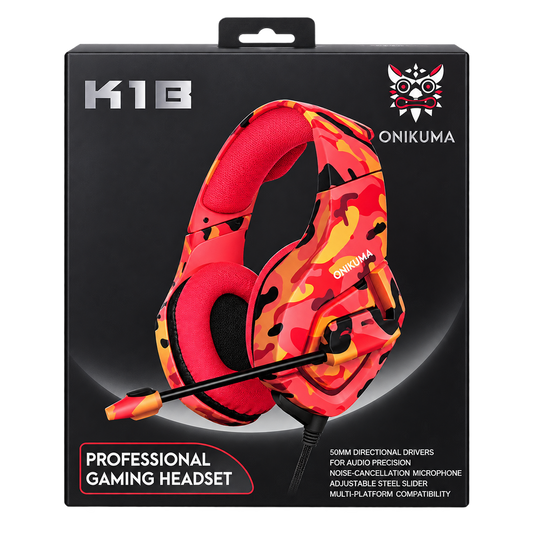ONIKUMA K18 Professional Gaming Headset – Red Camo