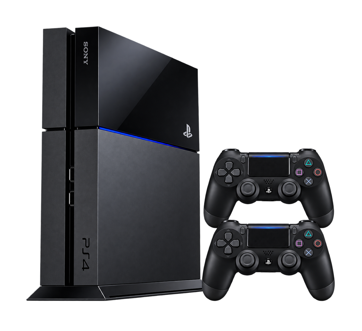 PlayStation 4 Fat 500 GB + 2 high copy DualShock Wireless Controllers - Used Like New
