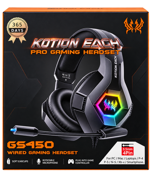 KOTION EACH GS450 Wired Gaming Headset – RGB Black