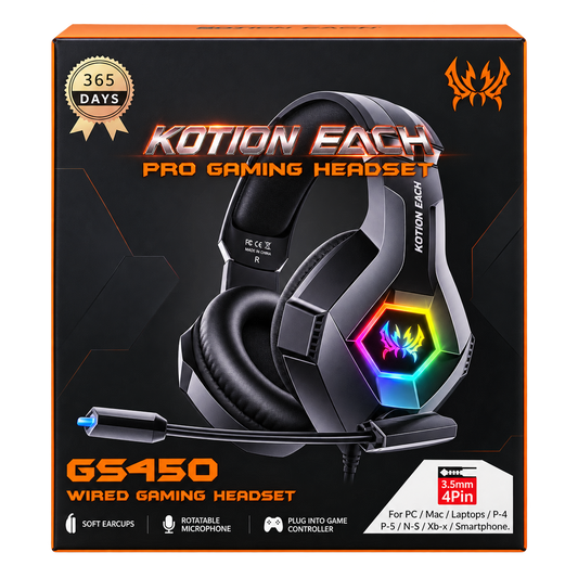 KOTION EACH GS450 Wired Gaming Headset – RGB Black